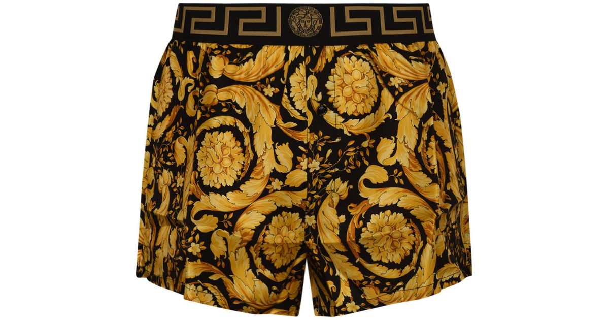 Versace Silk Baroc Print Twill Shorts for Men | Lyst UK