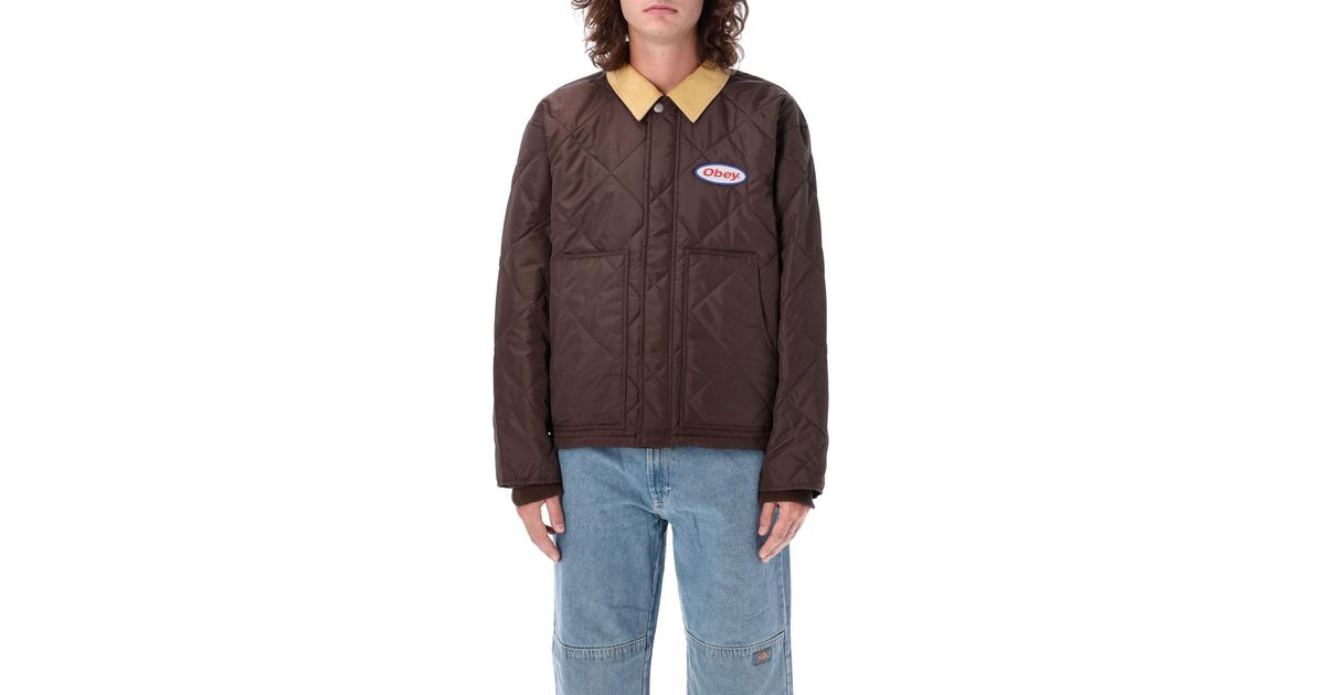 Obey Chisel Jacket in Brown for Men | Lyst