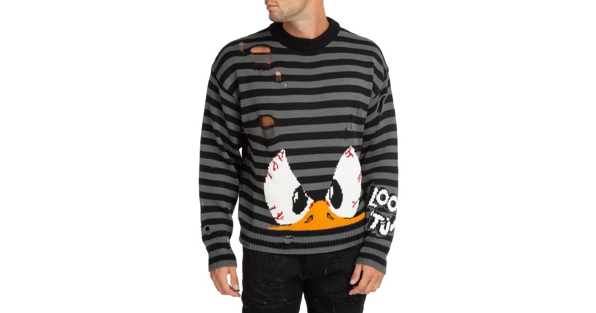 Gcds Looney Tunes Duffy Duck Wool Sweater in Black - Grey (Gray) for