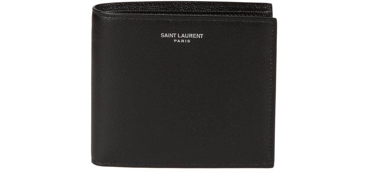 Saint Laurent Logo Bifold Wallet in Black for Men - Lyst