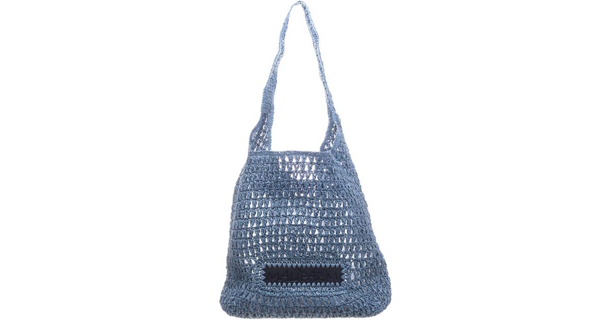 Maliparmi Crochet Raffia Shoulder Bag in Blue | Lyst
