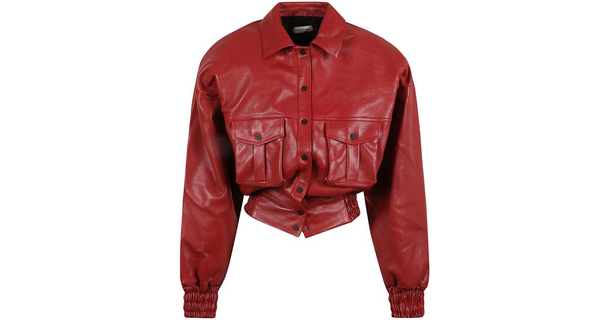 The Mannei Cropped Leather Jacket in Red | Lyst