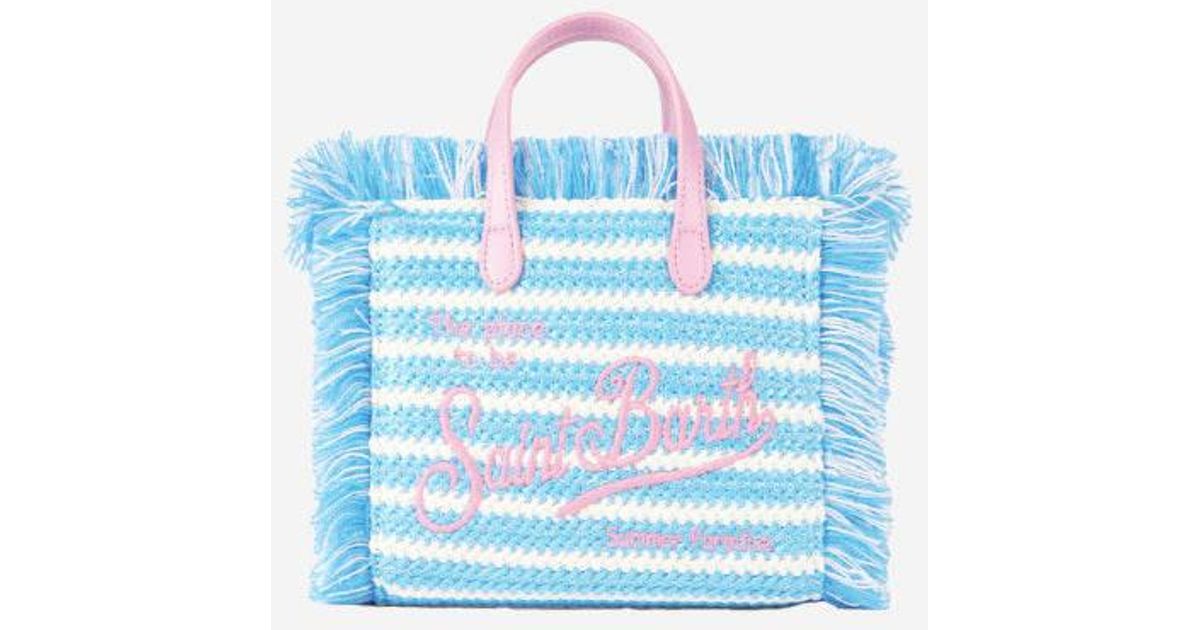 Mc2 Saint Barth Mini Vanity Straw Bag With Embroidery And Stripes in