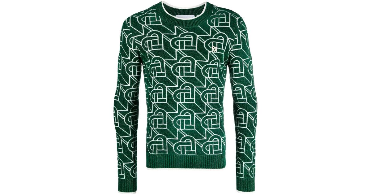 Casablanca Green Heart Monogram Sweater