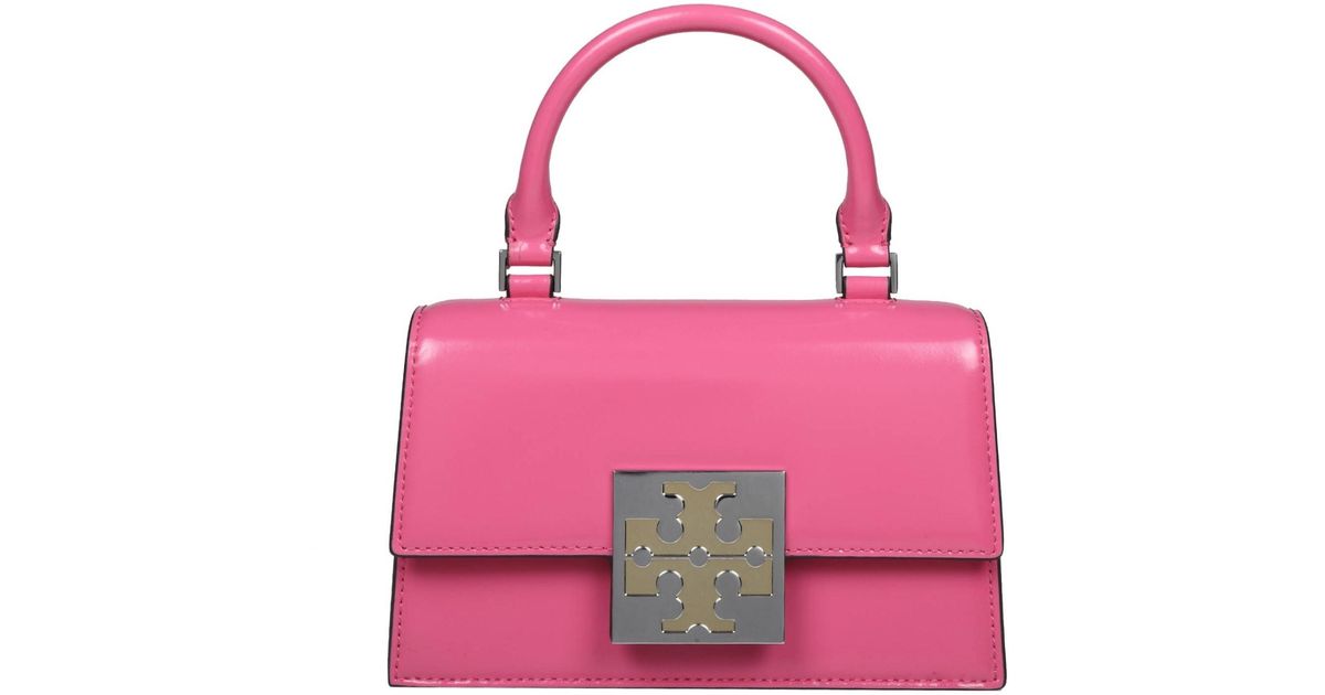 Tory Burch Mini Top Handle Bag In Pink Leather | Lyst