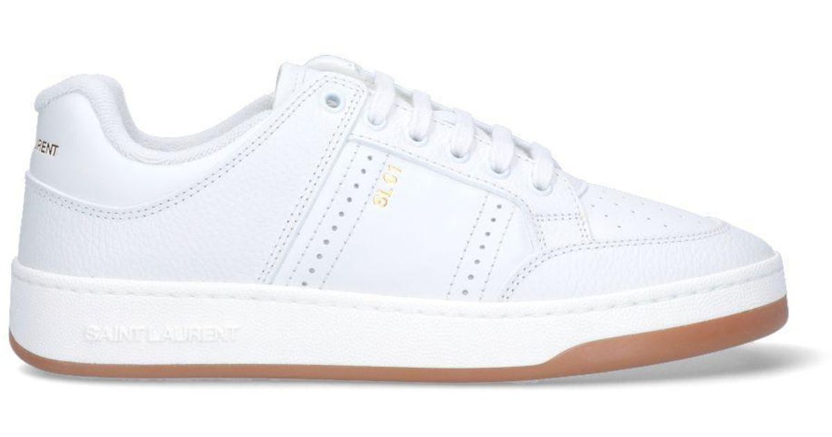 Saint Laurent Leather Sl 61 Low Top Sneakers in White for Men - Save 19