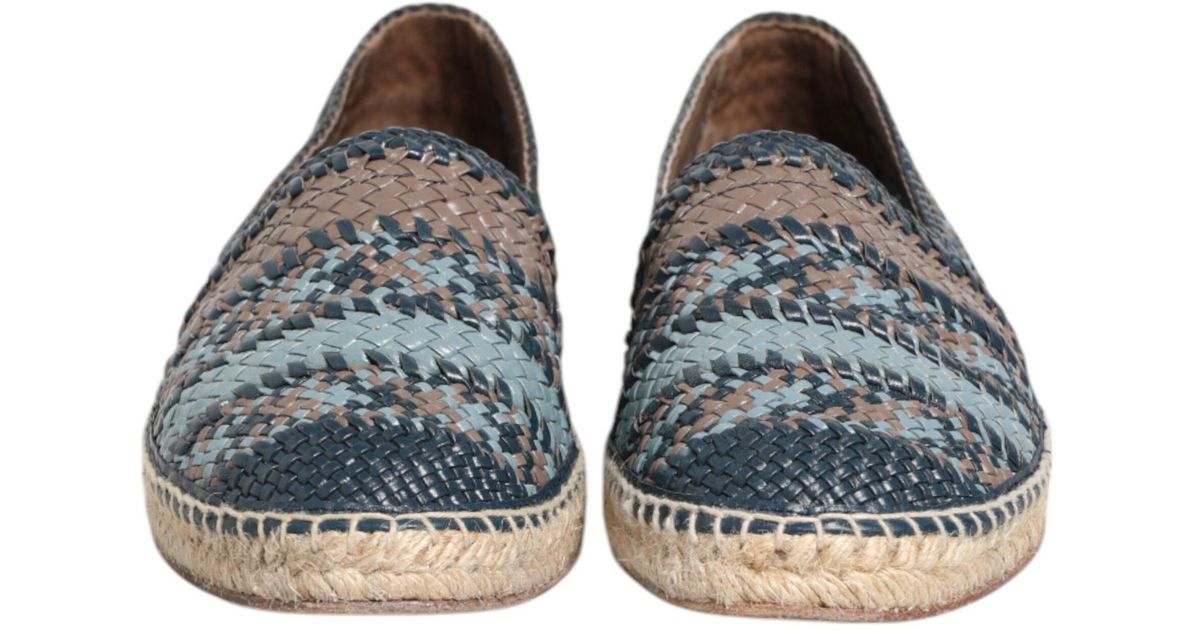 Dolce & Gabbana Blue Gray Leather Buffalo Espadrille Men\'s Shoes Dolce&Gabbana Espadrille Casual Shoes for Men for sale | eBay main image 4