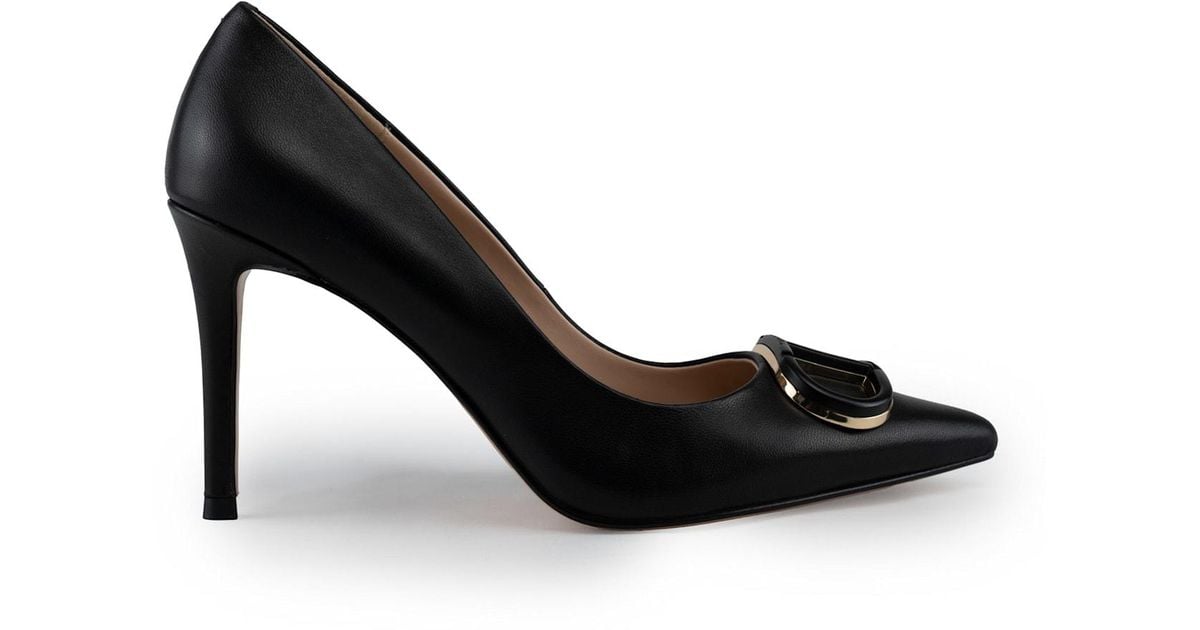 Black Leather Logo Pump