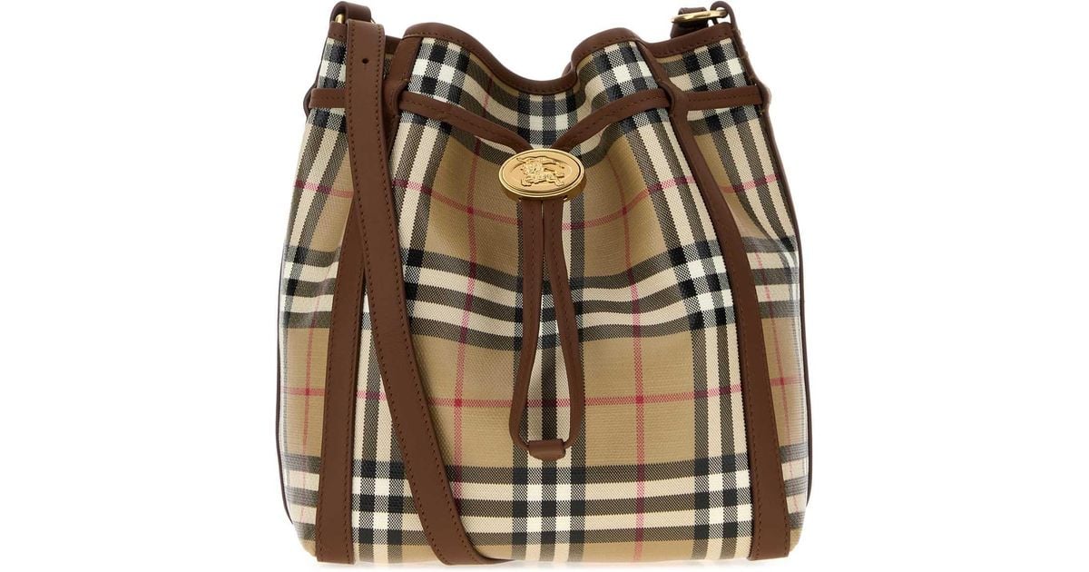 Burberry Burberry Check Canvas Shoulder Bag in Brown | Lyst