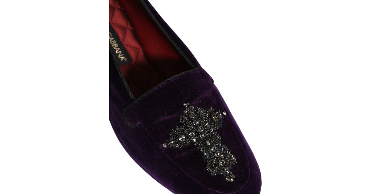 Dolce & Gabbana Violet Suede Embellished Dress Loafers Men\'s Shoes Men main image 4