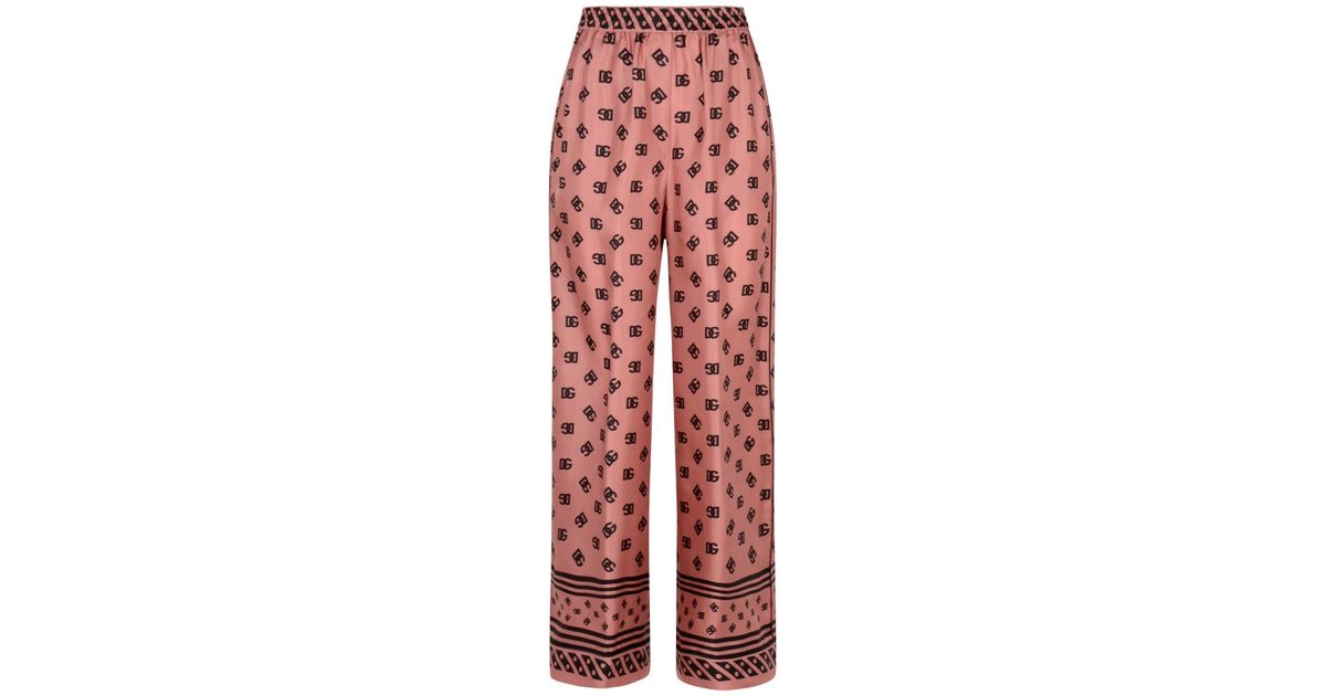Dolce & Gabbana Green Floral Garterized Straight Pajama Pants