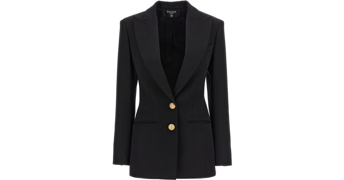 Balmain Kids double-breasted logo-patch blazer - Black