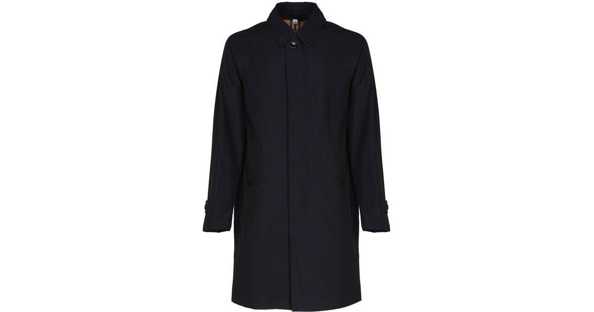 Burberry Single-breasted Blue Trench Coat In Cotton for Men | Lyst