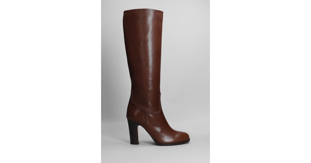 Julie Dee High Heels Boots In Brown Leather Lyst