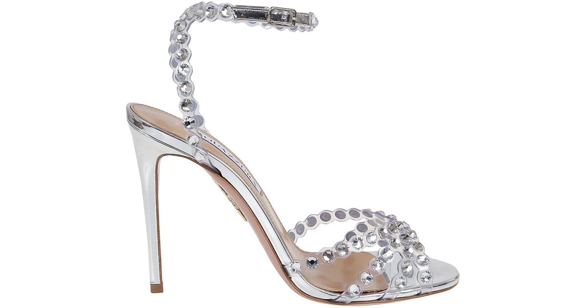 Aquazzura Tequila Plexi Sandal 105 in White | Lyst