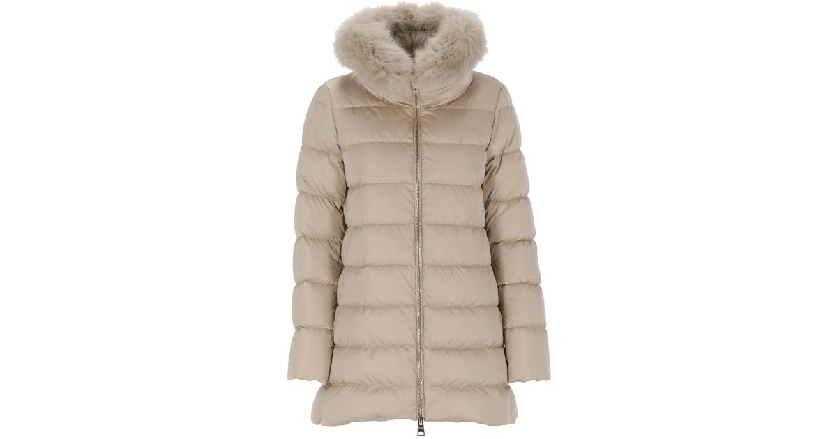 Herno Fur Elisa Quilted Down Jacket in Natural | Lyst