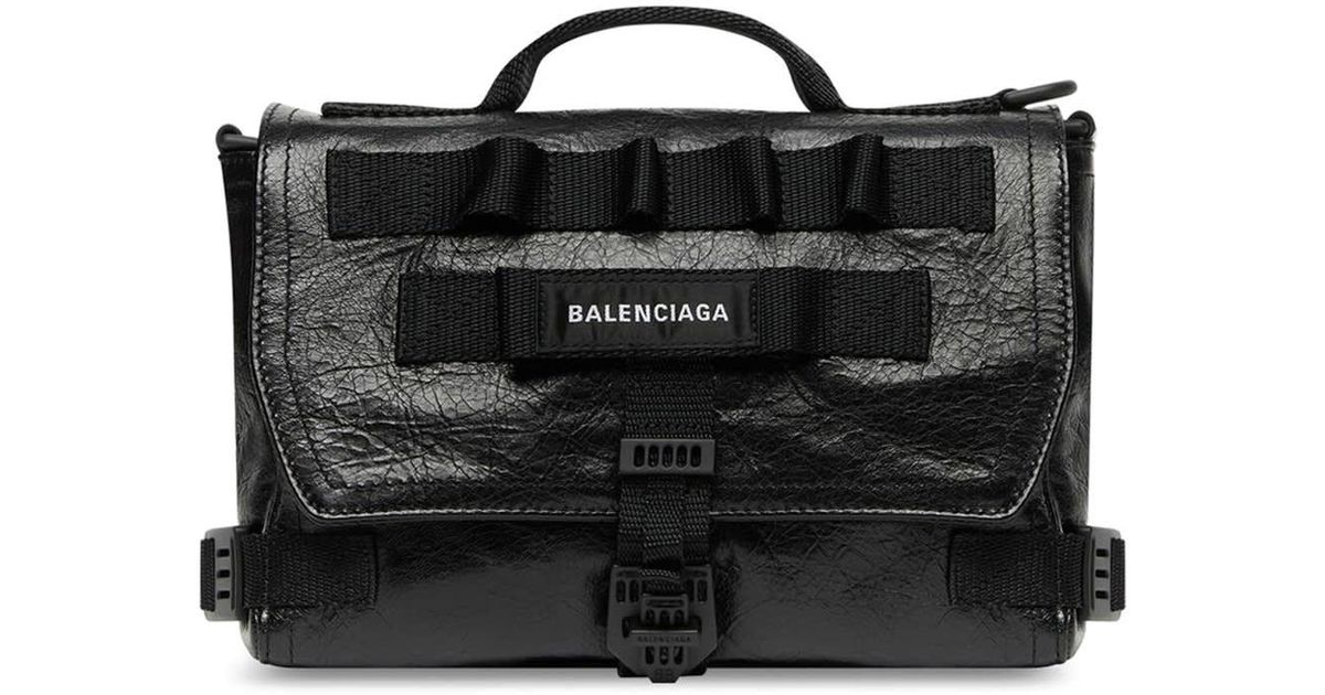 Balenciaga Leather Army Messenger S in Black for Men Lyst UK