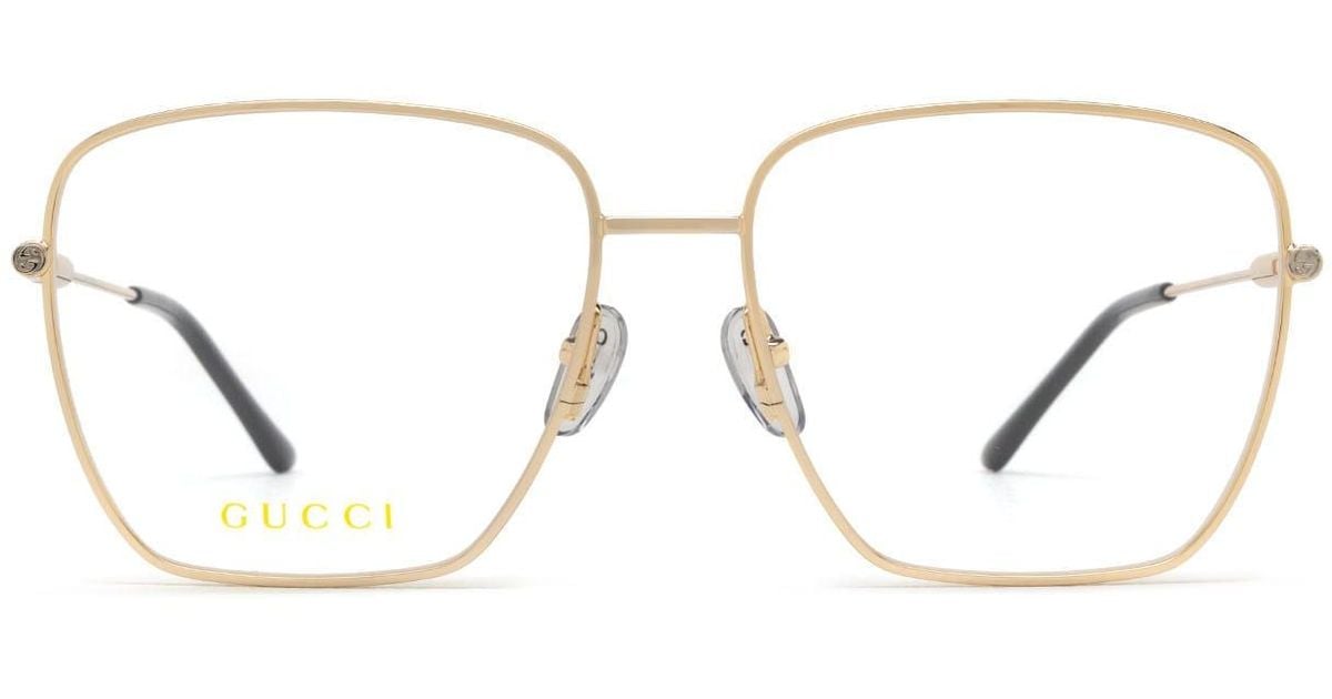 Gucci Ggo Gold Glasses in White   Lyst