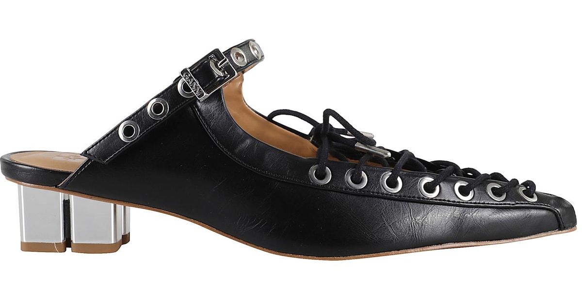 【Ganni】 Eyelets 35 lace-up mules GANNI Eyelets Lace Up Mules | Shopbop