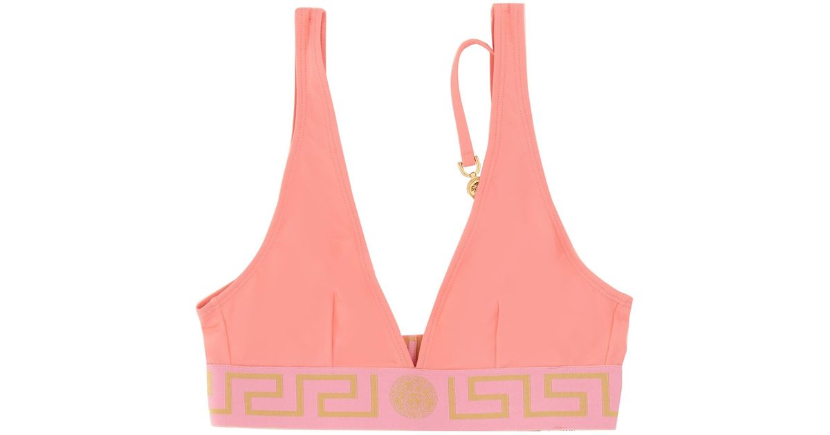 Versace Medusa Greca Border Bikini Top 95 in Pink