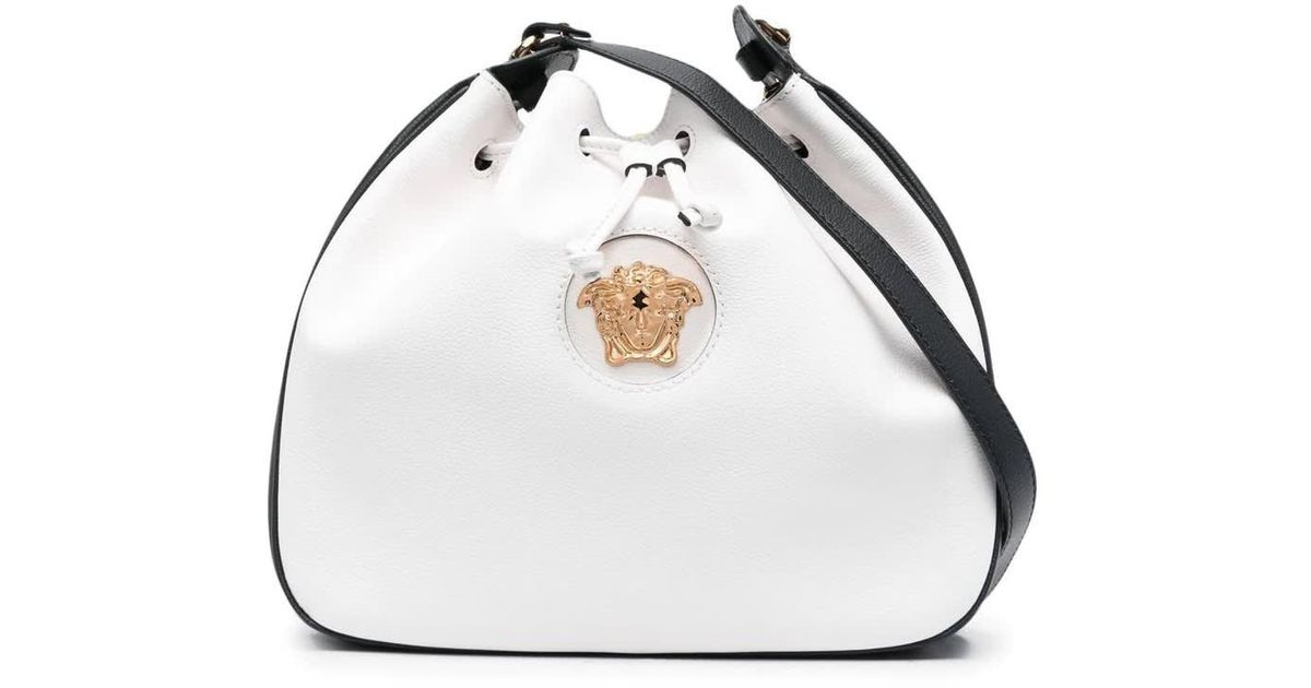 Versace Leather Bucket Bag in White Save 5 Lyst UK