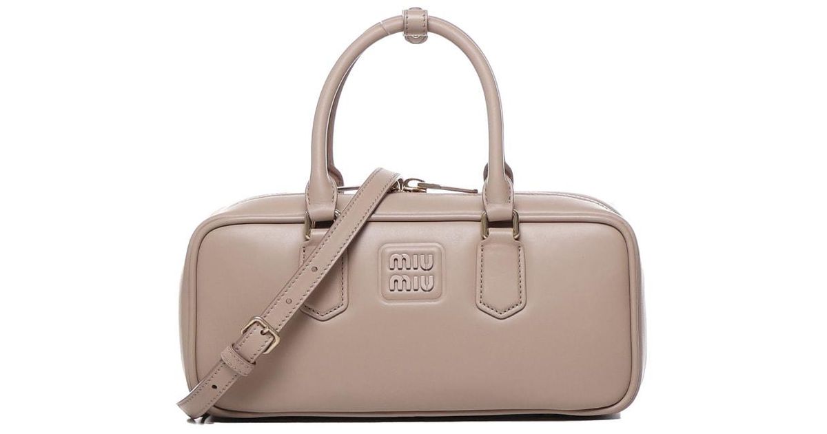 Miu Miu Arcadie Bag In Leather in Natural Lyst
