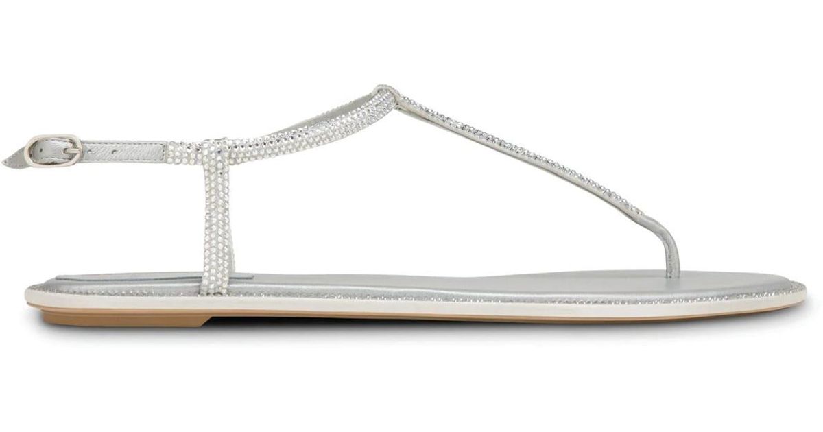 Rene Caovilla Grey Diana Low Jewel Sandal in White | Lyst