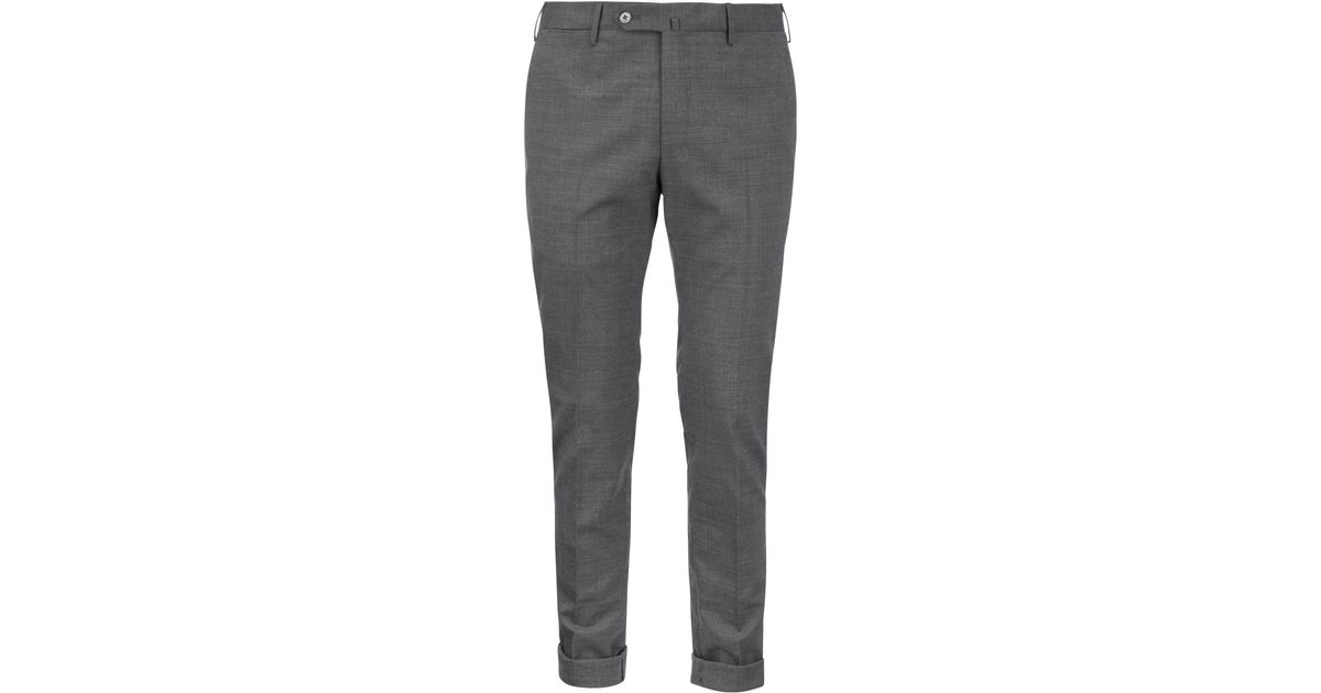 PT01 Travel Super Slim Fit Wool Blend Trousers in Gray for Men | Lyst