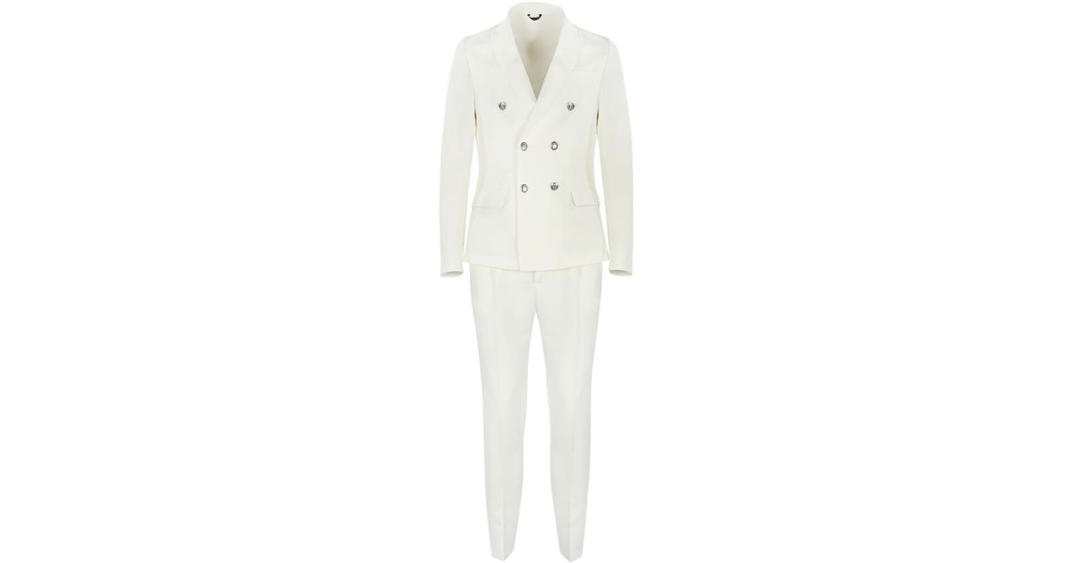 Daniele Alessandrini Double-breasted Suit in White for Men | Lyst