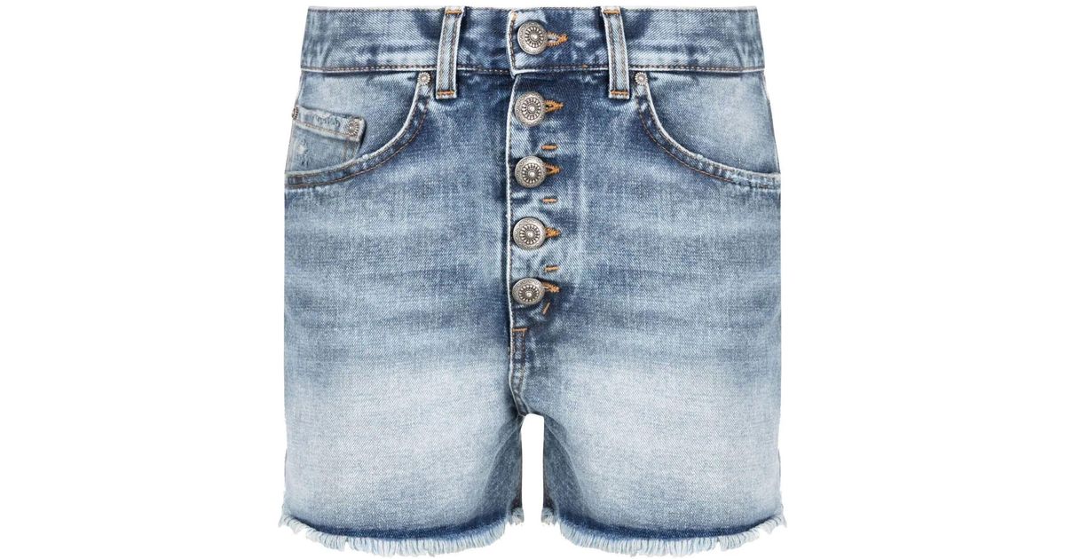 Dondup Light Blue Cotton Blend Denim Shorts | Lyst