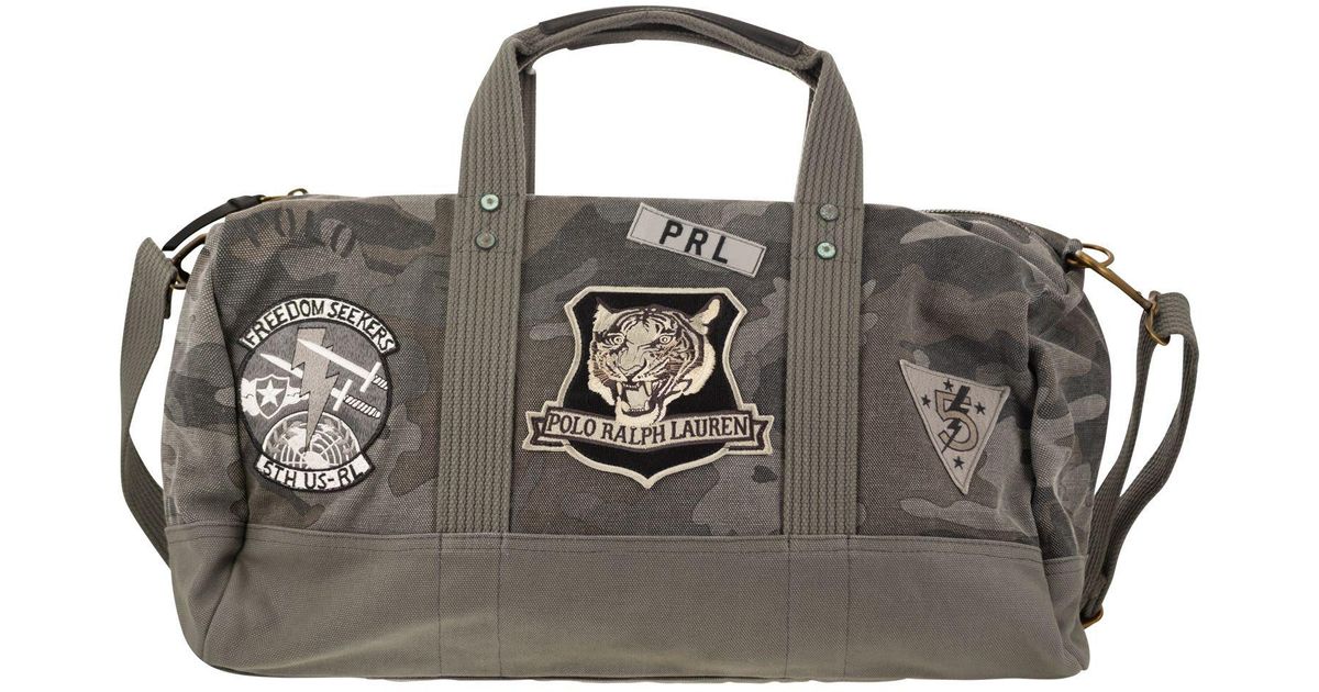 Polo Ralph Lauren Camouflage Canvas Duffle Bag With Tiger in Black for