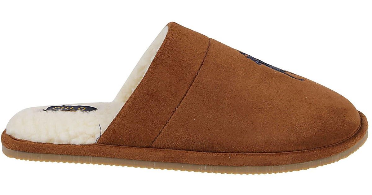Polo Ralph Lauren Synthetic Klarence Big Pp Slipper in Brown for Men Lyst