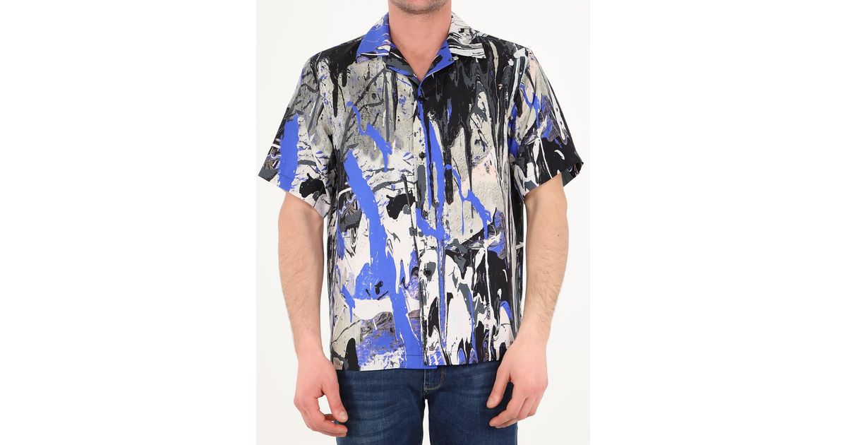 AMIRI Paint Splatter silk bowling shirt