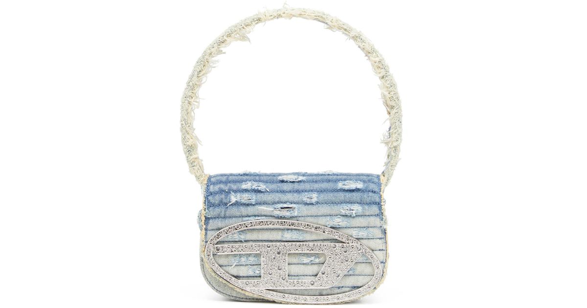 DIESEL 1Dr Denim Shoulder Bag With Used Effect in Blue | Lyst
