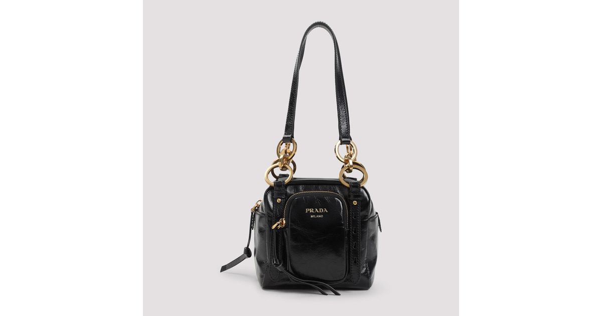 Prada Mini Dangle Handbag in Black | Lyst