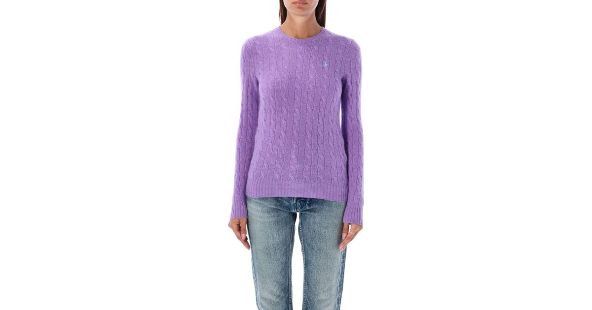 Polo Ralph Lauren Julianna Cable Knit Sweater in Purple