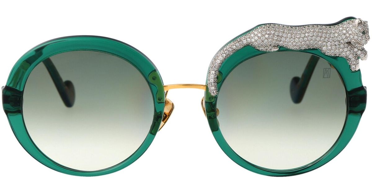 Anna Karin Karlsson Rose Et La Roue Crystal Sunglasses in Green | Lyst