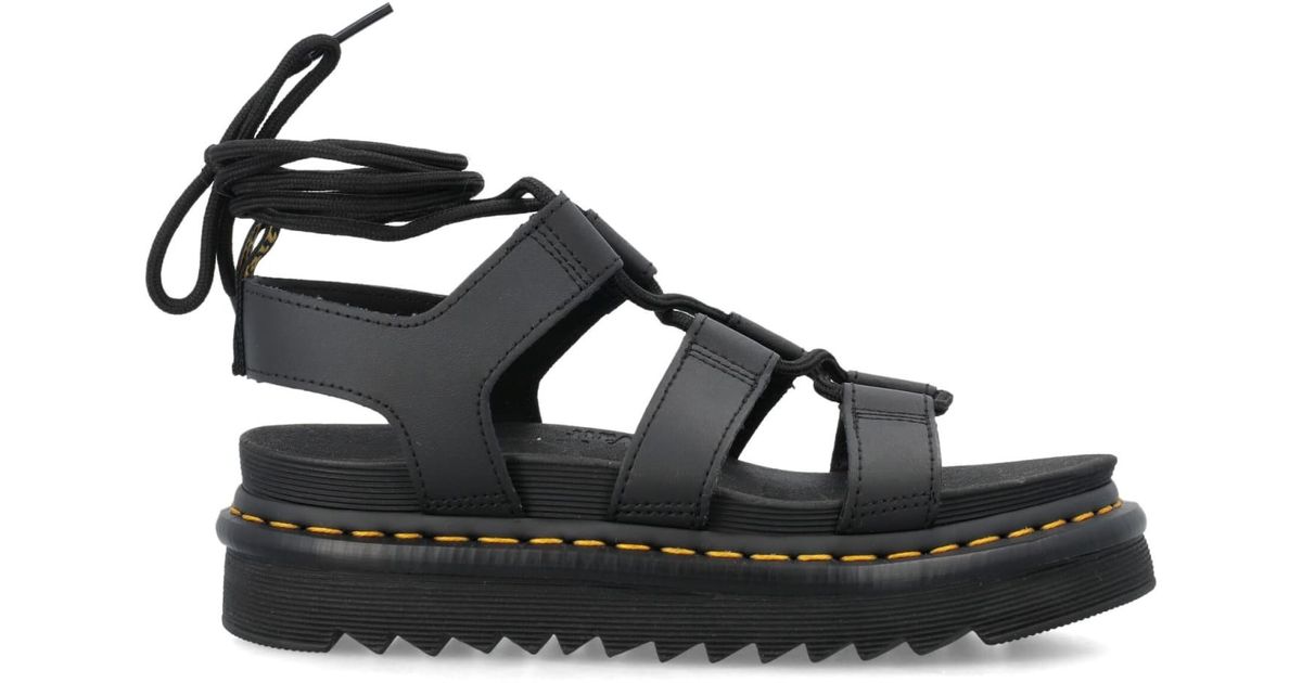 Dr. Martens Nartilla Hydro Leather Lace-up Gladiator Sandals in Black ...