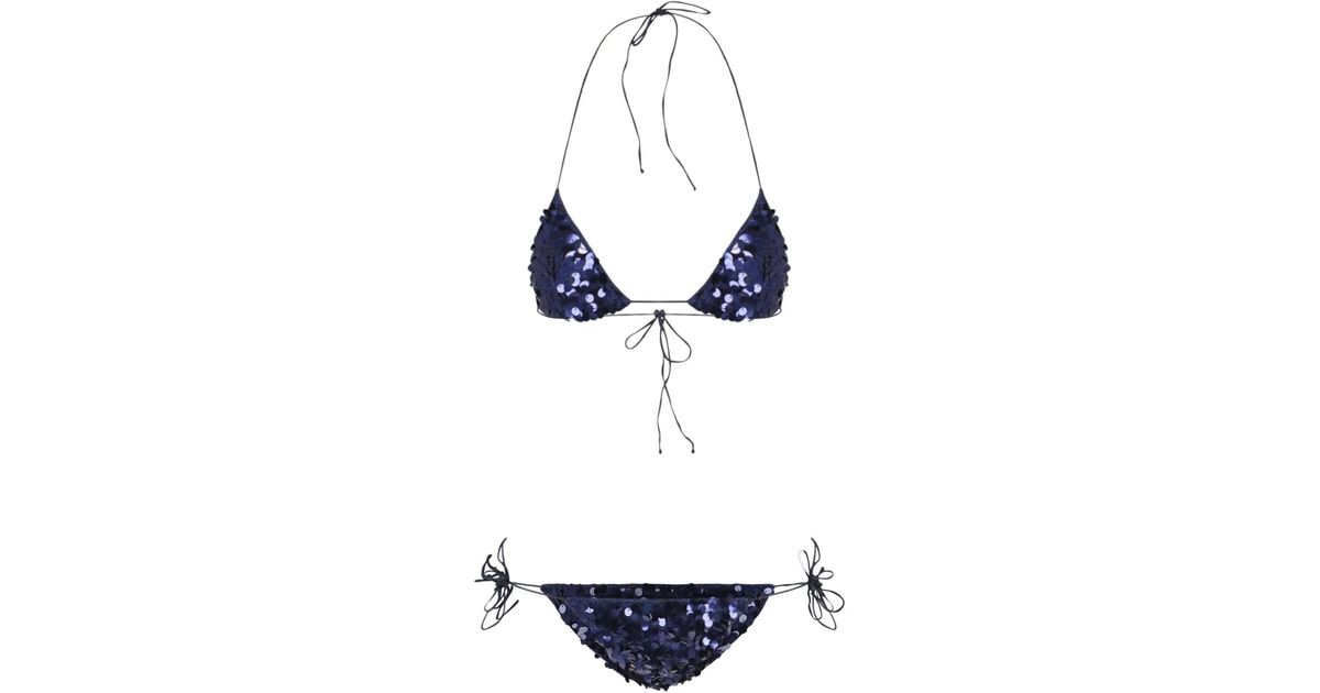 Oséree Bikini Night Sequins Microkini in Blue Lyst