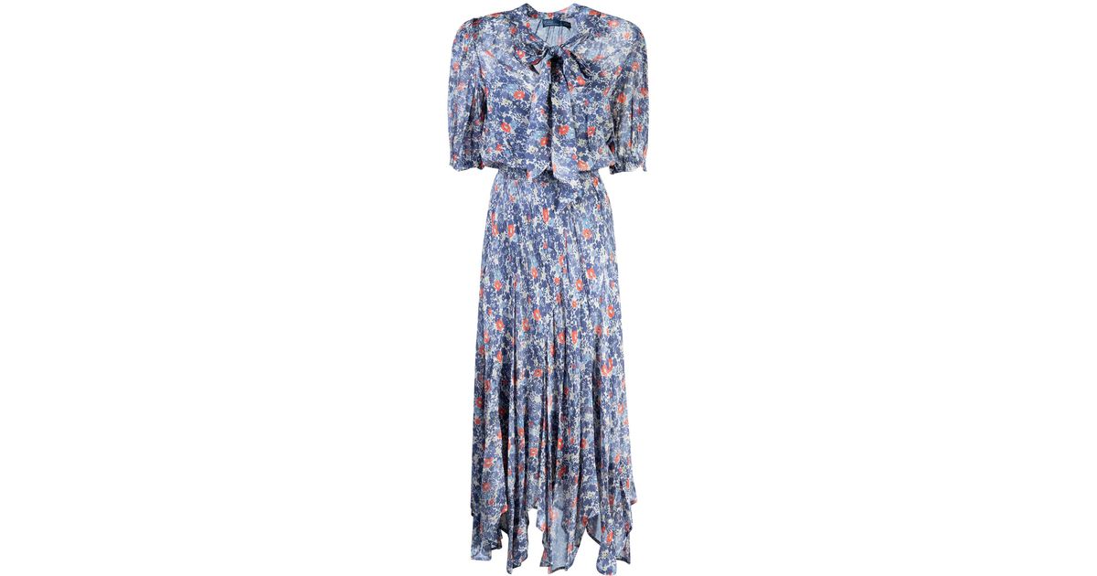 Ralph Lauren Floral Long Dress in Blue | Lyst