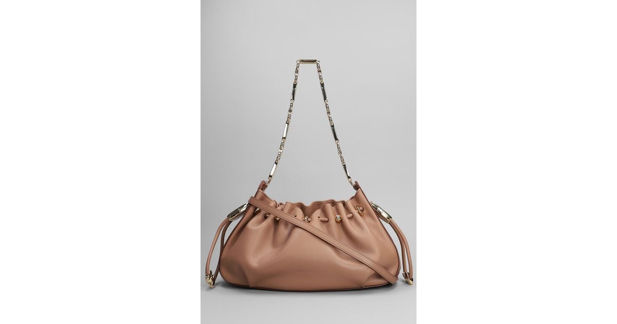 【送料&関税込】Zimmermann Halcyon Shoulder Bag In Taupe Lea Halcyon leather shoulder bag in brown - Zimmermann | Mytheresa