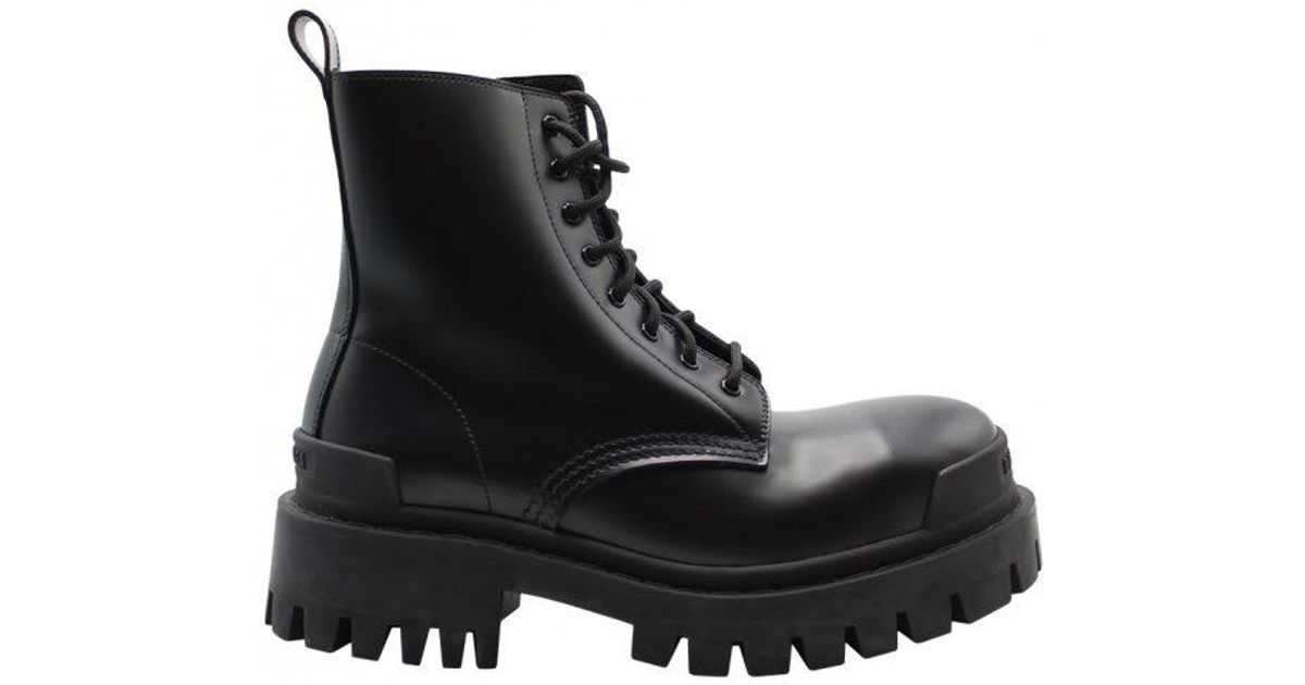 Balenciaga Strike 20mm Lace-up Boot in Black | Lyst