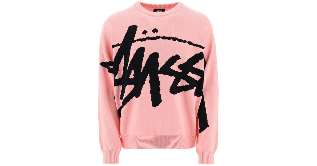 Stussy Stock Cotton Sweater in Pink for Men | Lyst