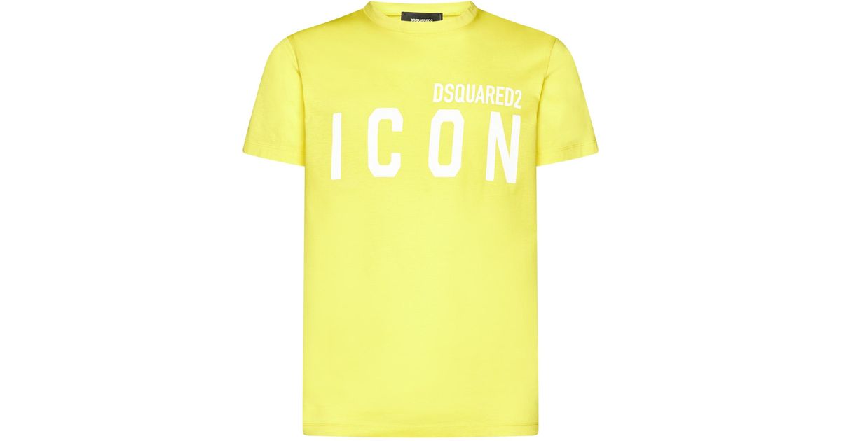 DSquared² Icon Logo Cotton T-shirt in Yellow for Men | Lyst