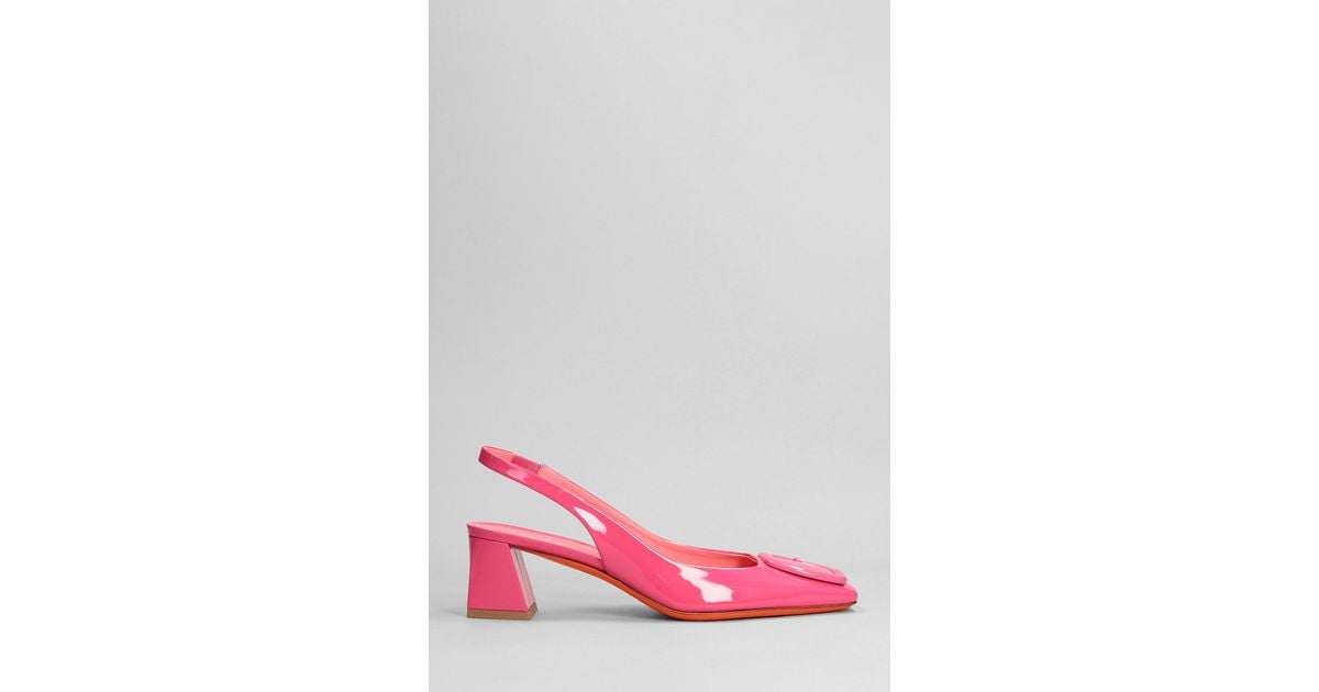 Santoni Lemon Sandals In Fuxia Patent Leather in Pink | Lyst