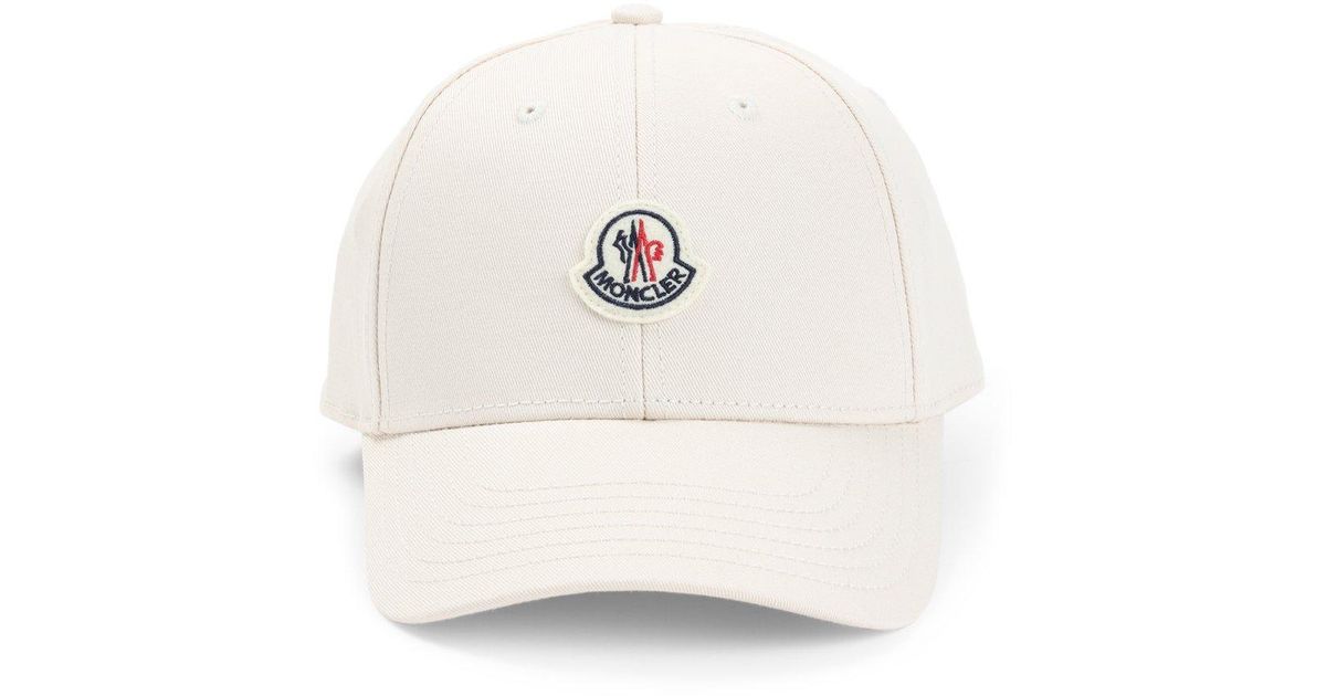 Moncler Men White Baseball Cap With Logo Patch On The Front In Cotton Man