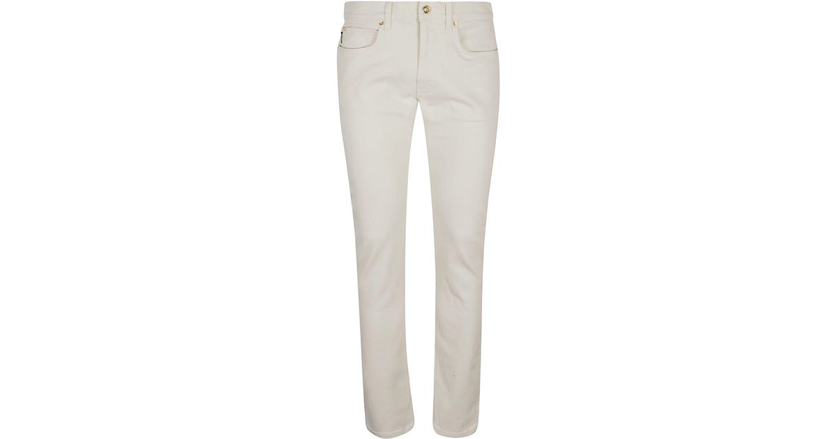 Versace Button Skinny Jeans in White for Men | Lyst