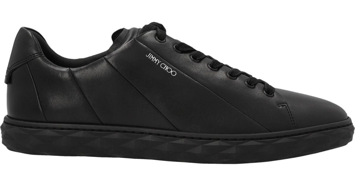 Jimmy Choo Leather Diamond Light Sneakers in Black for Men | Lyst
