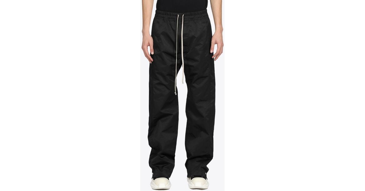 Rick Owens Pusher Pant Black Nylon Pant With Side Metal Rick Owens Pusher Pant Black Nylon Pant With Side Metal