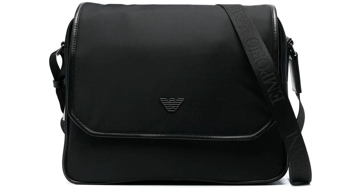 Emporio Armani `s Crossbody Bag With Flap Closing in Black for Men | Lyst